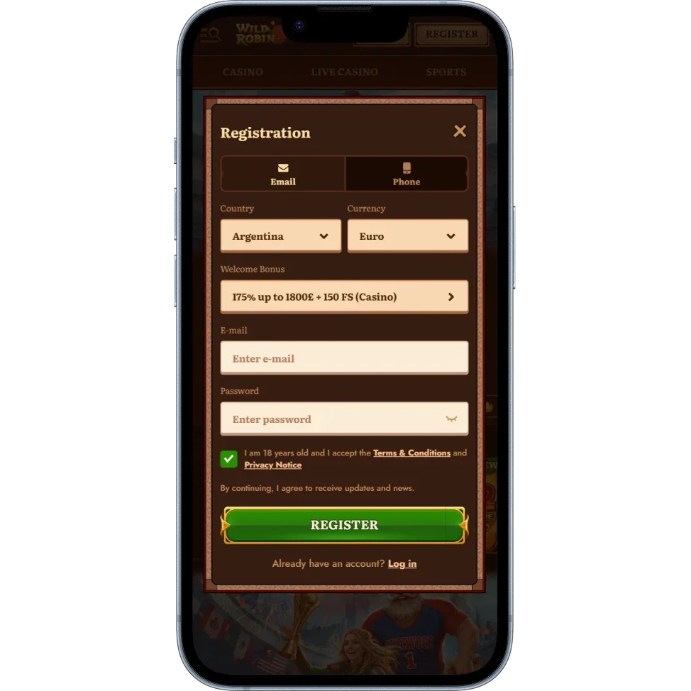 Wildrobin account registration and secure login
