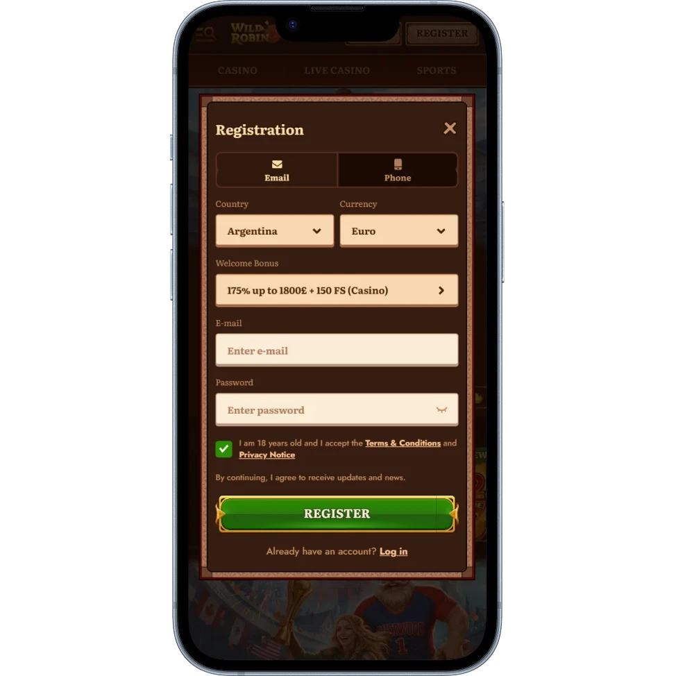 Wild Robin Casino Registration